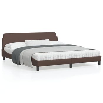 Vidaxl Estructura De Cama Cabecero Cuero Sintético Marrón 180x200 Cm