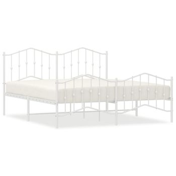 Vidaxl Estructura Cama Metal Con Cabecero Y Estribo Blanco 180x200 Cm