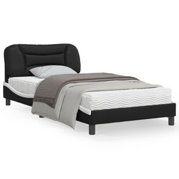 Vidaxl Estructura De Cama Con Cabecero Cuero Sintético Negro Y Blanco