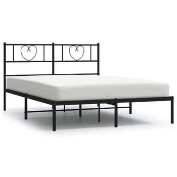 Vidaxl Estructura De Cama Con Cabecero Metal Negro 140x200 Cm