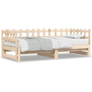 Vidaxl Sofá Cama Extraíble Madera Maciza De Pino 2x(90x200) Cm Marrón