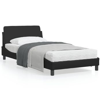 Vidaxl Estructura De Cama Con Cabecero Cuero Sintético Negro 100x200cm