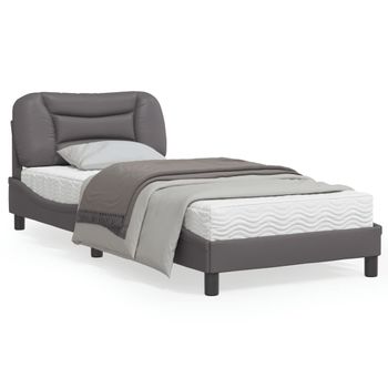 Estructura De Cama Con Cabecero Cuero Sintético Gris 80x200 Cm