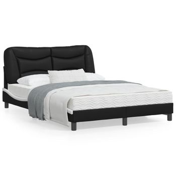 Vidaxl Estructura Cama Cabecero Cuero Sintético Negro Blanco 140x200cm