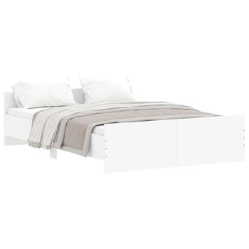 Vidaxl Estructura De Cama Con Cabecero Piecero Blanco 135x190 Cm