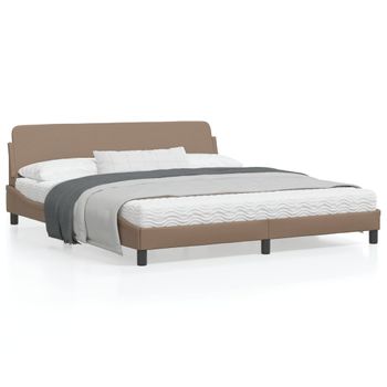 Vidaxl Estructura De Cama Cabecero Cuero Sintético Capuchino 180x200cm Marrón