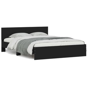 Vidaxl Estructura De Cama Con Cabecero Y Luces Led Negro 150x200 Cm