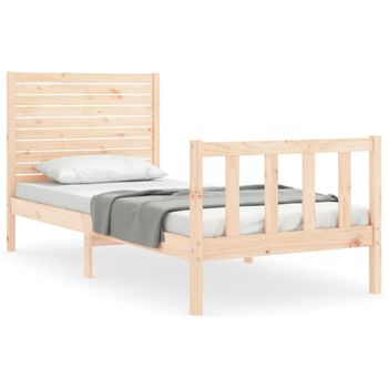 Vidaxl Estructura De Cama Con Cabecero Madera Maciza 100x200 Cm Marrón