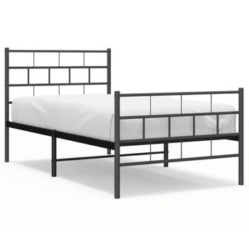 Vidaxl Estructura De Cama Con Cabecero Y Estribo Metal Negro 107x203cm