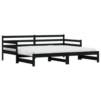 Vidaxl Sofá Cama Nido Madera Maciza De Pino Negro 80x200 Cm