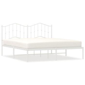 Vidaxl Estructura De Cama De Metal Con Cabecero Blanco 183x213 Cm