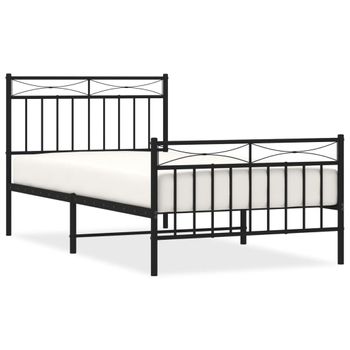 Vidaxl Estructura De Cama Con Cabecero Y Estribo Metal Negro 100x190cm