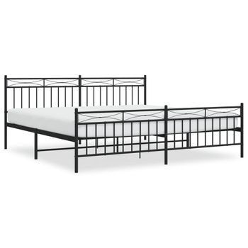 Vidaxl Estructura De Cama Cabecero Y Estribo Metal Negro 193x203 Cm