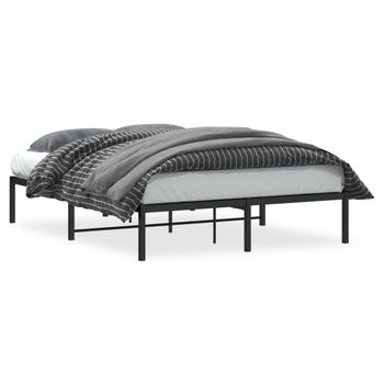 Vidaxl Estructura De Cama De Metal Negro 135x190 Cm