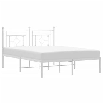 Vidaxl Estructura De Cama De Metal Con Cabecero Blanca 135x190 Cm