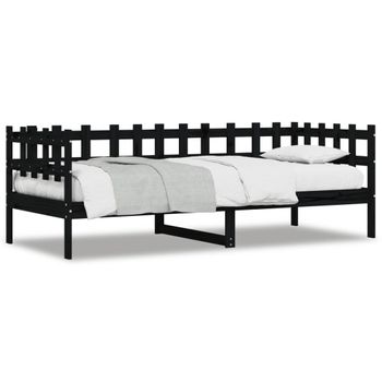 Vidaxl Sofá Cama Madera Maciza De Pino Negro 90x200 Cm