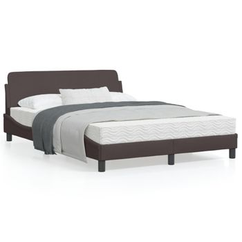 Vidaxl Estructura De Cama Con Cabecero De Tela Marrón Oscuro 120x200cm