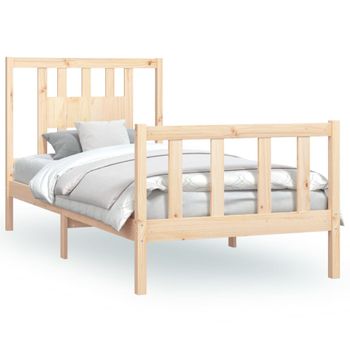 Vidaxl Estructura De Cama Con Cabecero Madera Maciza Pino 100x200 Cm Marrón