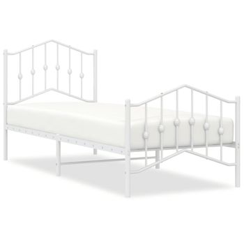 Vidaxl Estructura Cama Metal Con Cabecero Y Pie Cama Blanca 80x200 Cm