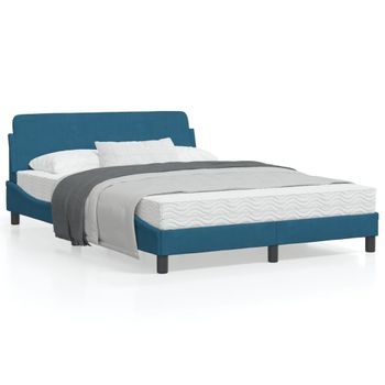 Vidaxl Estructura De Cama Con Cabecero Terciopelo Azul 140x200 Cm