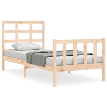 Vidaxl Estructura De Cama Con Cabecero Madera Maciza 100x200 Cm Marrón