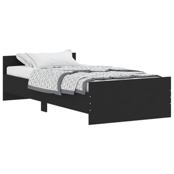 Vidaxl Estructura De Cama Madera Contrachapada Negra 90x200 Cm