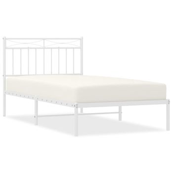 Vidaxl Estructura De Cama De Metal Con Cabecero Blanco 100x190 Cm