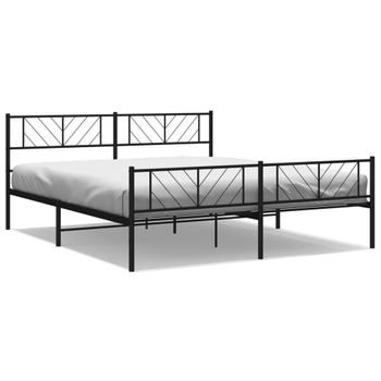 Vidaxl Estructura De Cama Cabecero Y Estribo Metal Negro 183x213 Cm