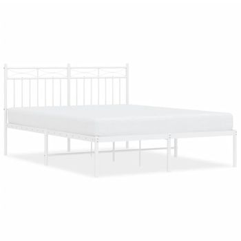 Vidaxl Estructura De Cama Con Cabecero Metal Blanca 140x200 Cm