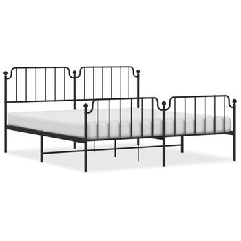 Vidaxl Estructura De Cama Cabecero Y Estribo Metal Negro 180x200 Cm