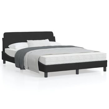 Vidaxl Estructura De Cama Con Cabecero De Terciopelo Negro 140x190 Cm