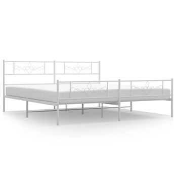 Vidaxl Estructura Cama Metal Con Cabecero Y Pie Cama Blanco 183x213 Cm