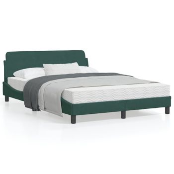 Vidaxl Estructura Cama Con Cabecero Terciopelo Verde Oscuro 140x190 Cm