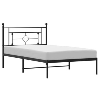 Vidaxl Estructura De Cama Con Cabecero Metal Negro 107x203 Cm