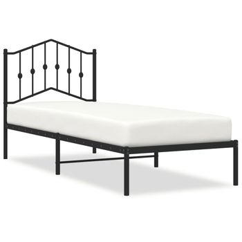 Vidaxl Estructura De Cama Con Cabecero Metal Negro 90x200 Cm