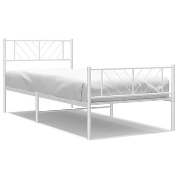 Vidaxl Estructura Cama Metal Con Cabecero Y Pie Cama Blanca 80x200 Cm