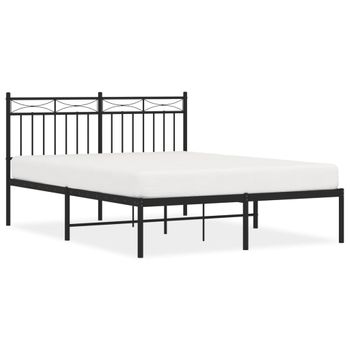 Vidaxl Estructura De Cama Con Cabecero Metal Negro 140x190 Cm