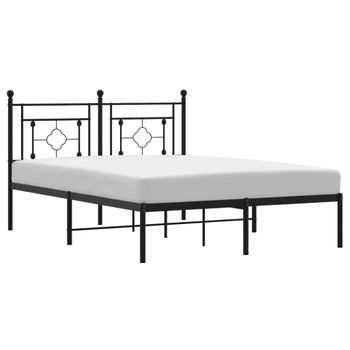 Vidaxl Estructura De Cama Con Cabecero Metal Negro 135x190 Cm