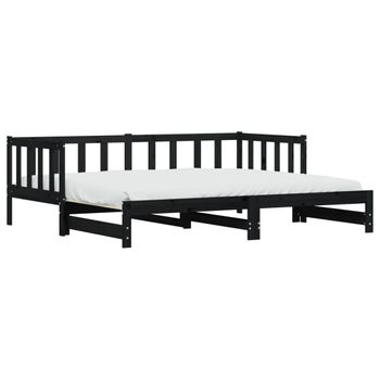 Vidaxl Sofá Cama Nido Madera Maciza De Pino Negro 90x200 Cm