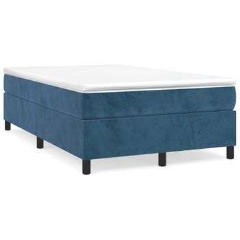 Vidaxl Cama Box Spring Con Colchón Terciopelo Azul Oscuro 120x190 Cm