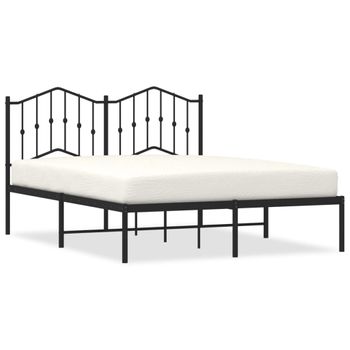 Vidaxl Estructura De Cama Con Cabecero Metal Negro 135x190 Cm