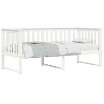 Vidaxl Sofá Cama Madera Maciza De Pino Blanco 90x190 Cm