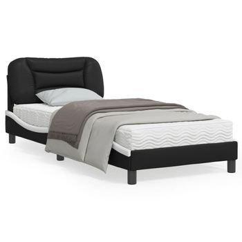 Vidaxl Estructura Cama Con Led Cuero Sintético Negro Y Blanco 90x190cm