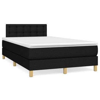 Vidaxl Cama Box Spring Con Colchón Y Luces Led Tela Negro 120x190 Cm