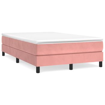 Vidaxl Cama Box Spring Con Colchón Terciopelo Rosa 120x190 Cm