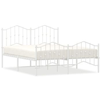 Vidaxl Estructura Cama Metal Cabecero Y Estribo Blanco 140x190 Cm