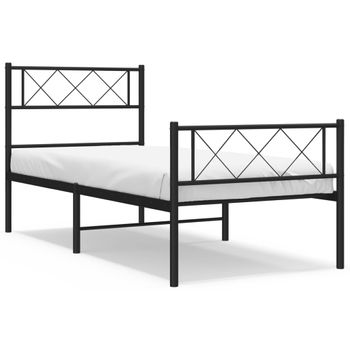 Vidaxl Estructura De Cama Con Cabecero Y Estribo Metal Negro 100x190cm