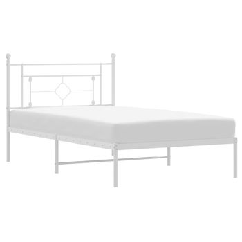 Vidaxl Estructura De Cama De Metal Con Cabecero Blanco 107x203 Cm