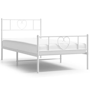 Vidaxl Estructura Cama Metal Con Cabecero Y Pie Cama Blanca 107x203 Cm