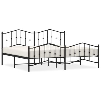 Vidaxl Estructura De Cama Cabecero Y Estribo Metal Negro 200x200 Cm